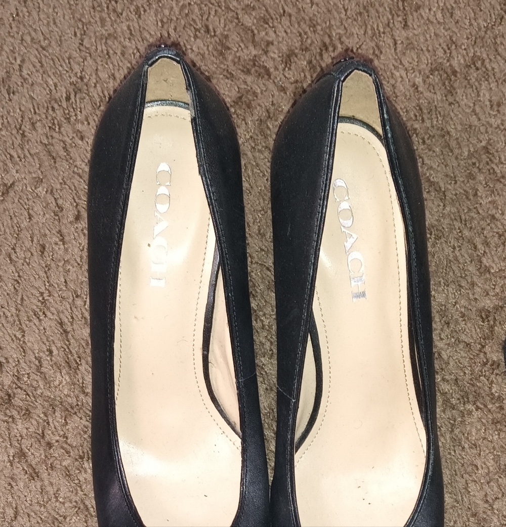 Coach Black Leather Pointed Toe Pumps